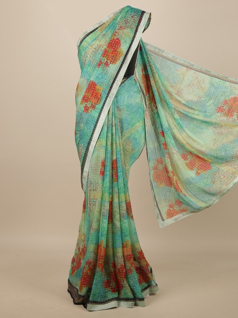 

Pothys Green & Red Floral Saree