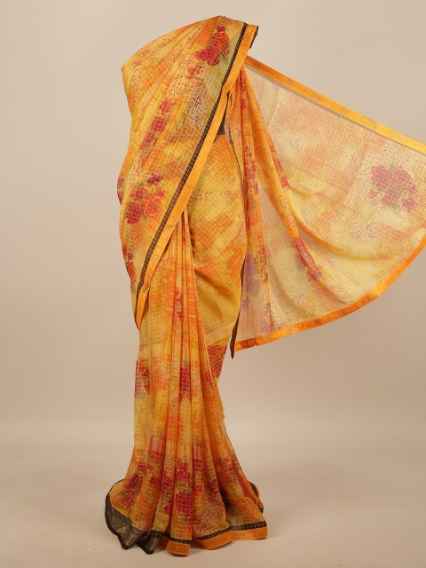 

Pothys Yellow & Red Checked Saree