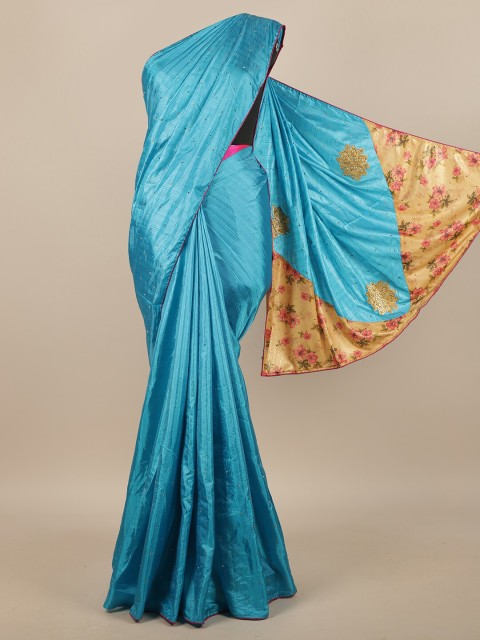 

Pothys Blue & Yellow Embellished Art Silk Saree