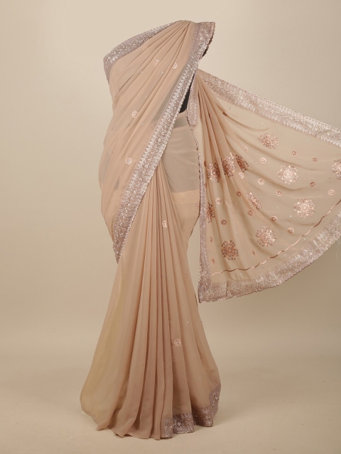 

Pothys Beige & Beige Floral Beads and Stones Saree