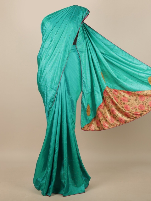 

Pothys Green Embellished Beads and Stones Art Silk Saree