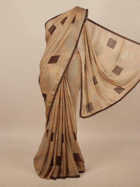 

Pothys Beige & Brown Embellished Beads and Stones Saree