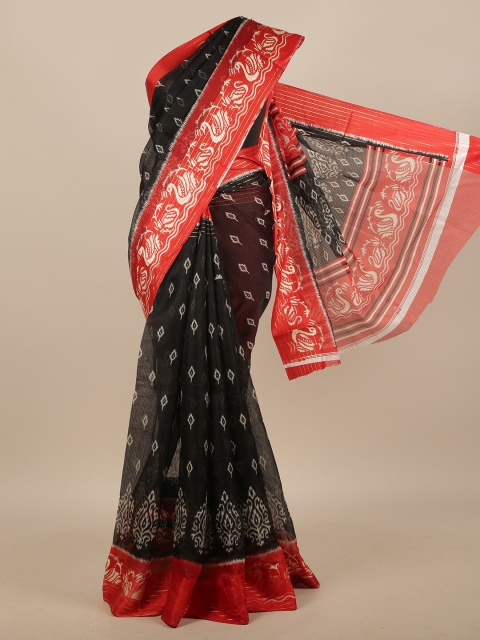 

Pothys Black & Red Jute Silk Saree