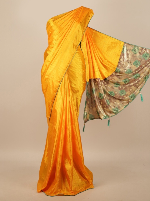 

Pothys Orange Embellished Beads and Stones Art Silk Saree