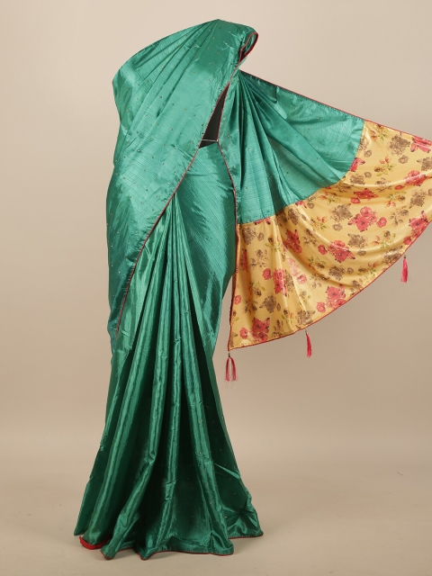 

Pothys Green & Pink Embellished Beads and Stones Art Silk Saree