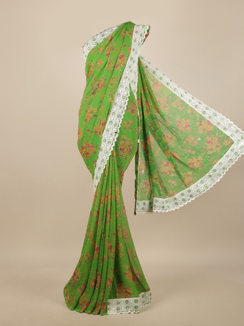 

Pothys Green & White Floral Saree