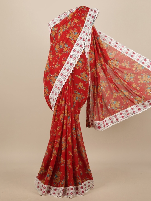 

Pothys Red & White Floral Saree