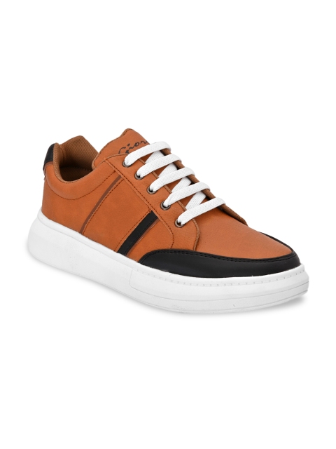 

Giorgio Men Tan Colourblocked Leather Sneakers