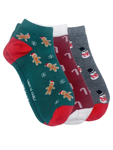 

Mint & Oak Men Pack Of 3 Assorted Patterned Ankle Length Socks