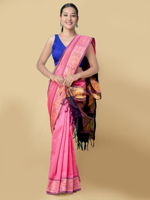 

Unnati Silks Pink & Purple Silk Cotton Sustainable Uppada Saree