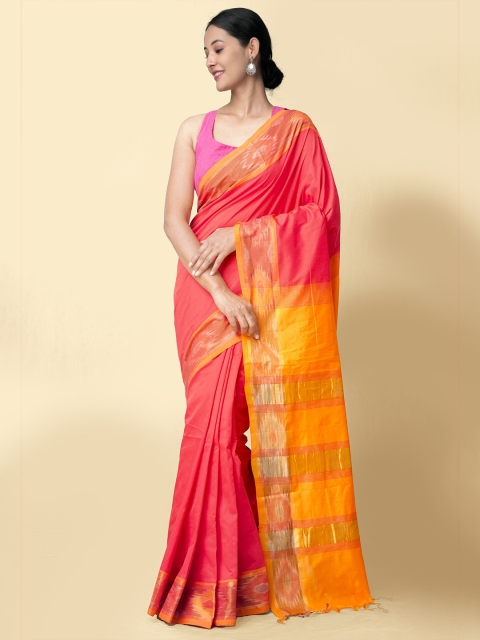 

Unnati Silks Red Woven Design Silk Cotton Sustainable Uppada Saree