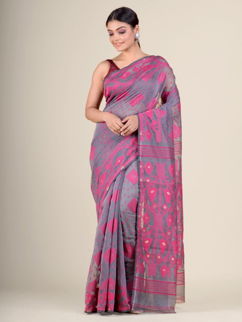 

Charukriti Grey Woven Design Jamdani Saree