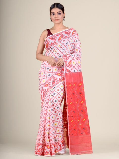 

Charukriti Off White & Red Woven Design Jamdani Saree
