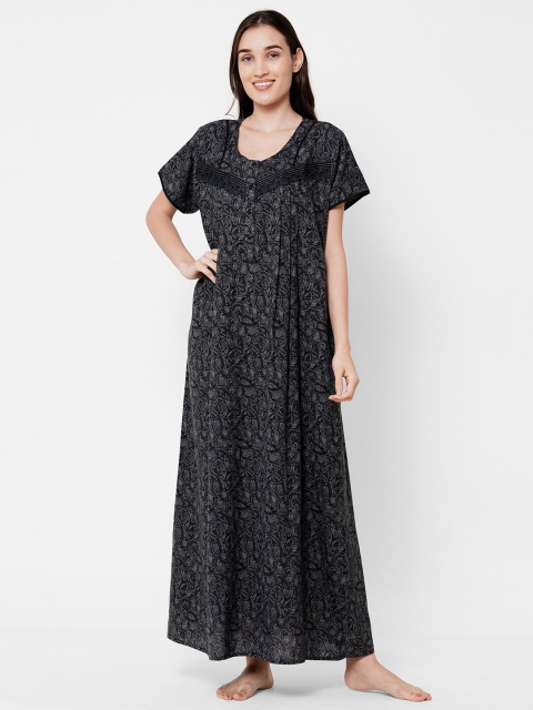 

Sweet Dreams Women Grey Printed Maxi Nightdress