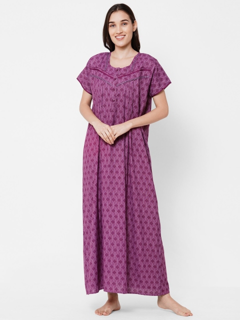 

Sweet Dreams Women Purple Printed Maxi Nightdress