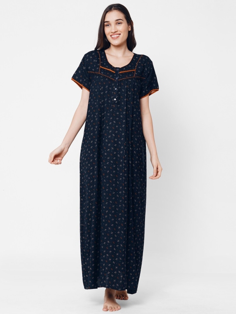 

Sweet Dreams Navy Blue Printed Maxi Nightdress