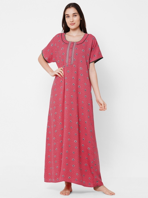 

Sweet Dreams Women Red Printed Maxi Nightdress