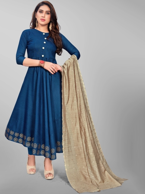 

OM SAI LATEST CREATION Women Blue Anarkali Kurta