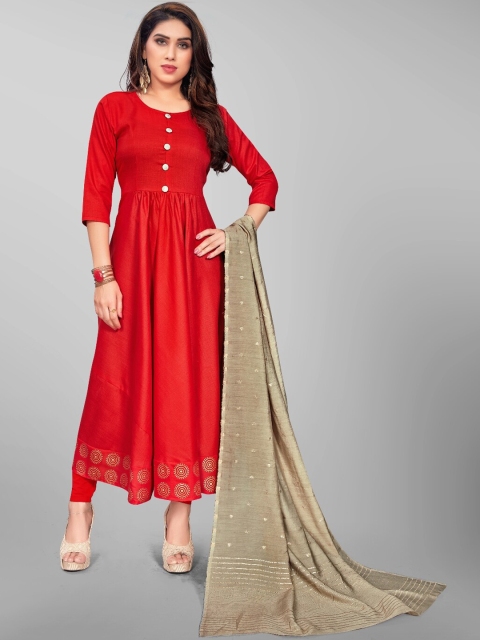 

OM SAI LATEST CREATION Women Red Anarkali Kurta