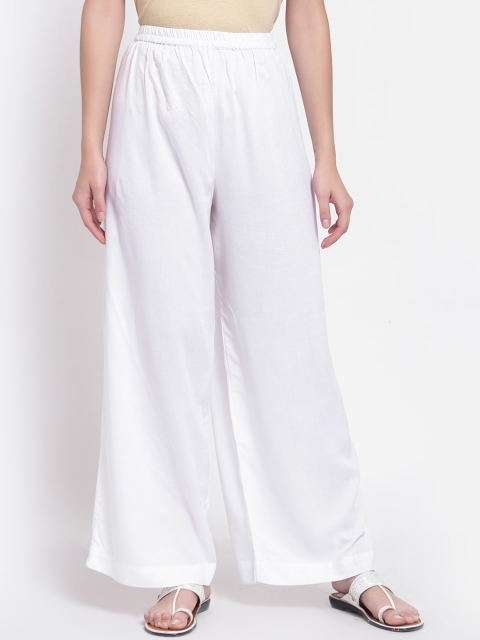 

Just Wow Women White Loose Fit Trousers