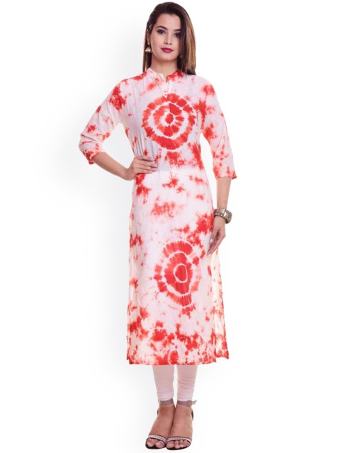 

PNEHA Women White & Red Dyed Kurta