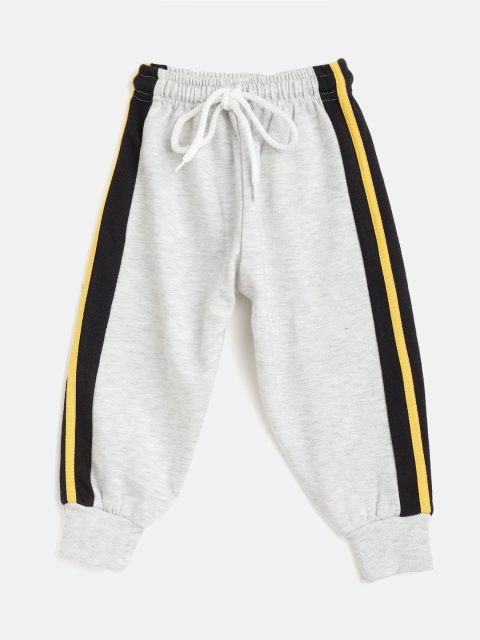 

GAME BEGINS Boys Grey Melange Cotton Solid Joggers with Side Stripe Detail