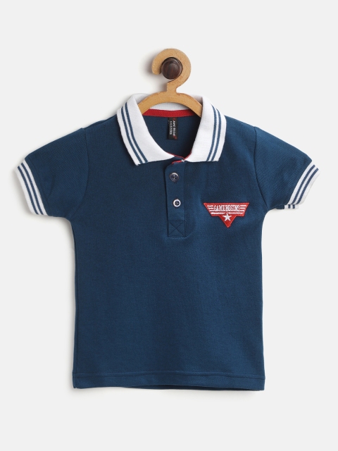 

GAME BEGINS Boys Navy Cotton Solid Polo Collar T-shirt, Navy blue