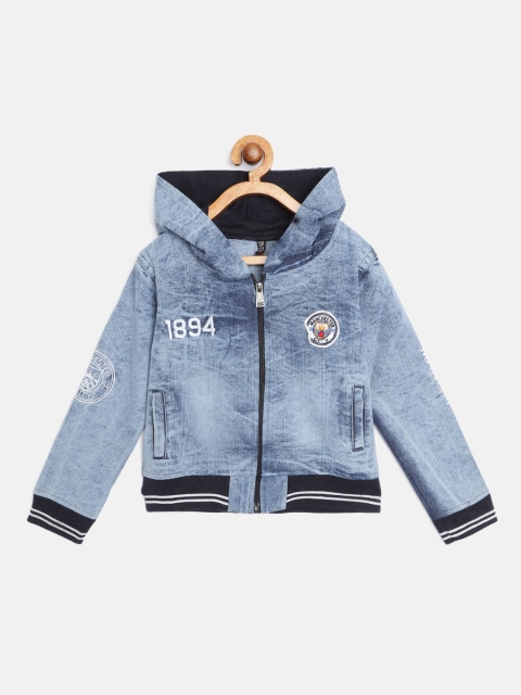 

GAME BEGINS Boys Blue Bomber Jacket with Embroidered Detail