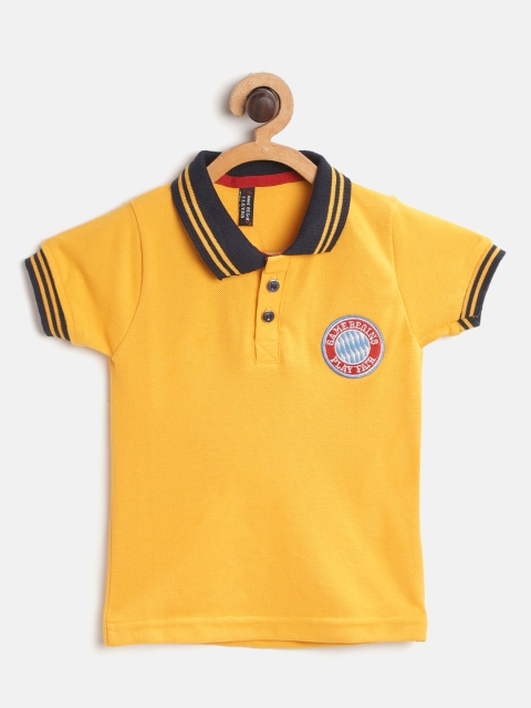 

GAME BEGINS Boys Mustard Yellow Cotton Solid Polo Collar T-shirt
