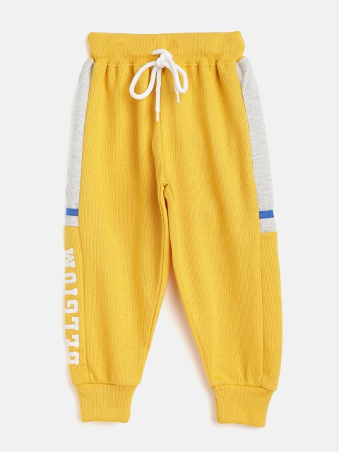 

GAME BEGINS Boys Yellow Cotton Textured Joggers with Printed Detail, Mustard