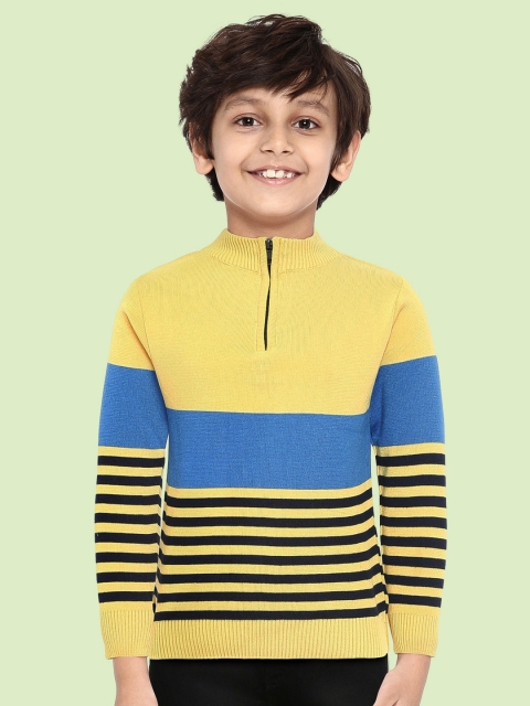 

GAME BEGINS Boys Mustard Yellow & Blue Striped Cotton Pullover