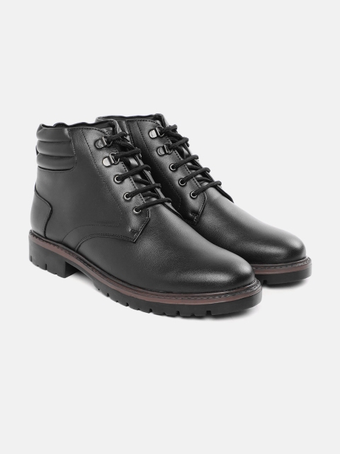 

Roadster Men Black Solid Mid-Top Flat Boots