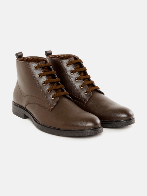 

Roadster Men Coffee Brown Solid Mid-Top Flat Boots