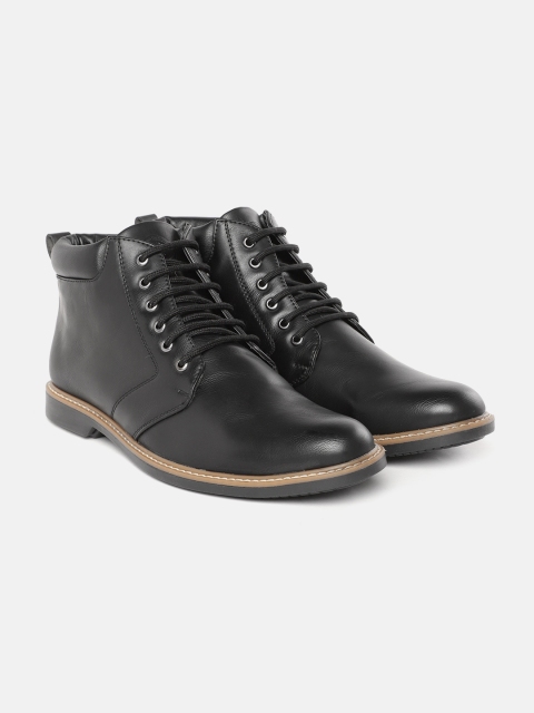 

Roadster Men Black Solid Mid Top Flat Boots