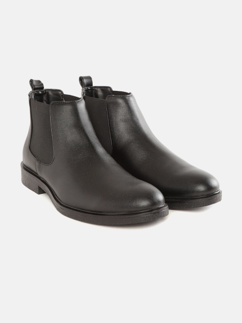 

Roadster Men Black Solid Mid-Top Chelsea Boots