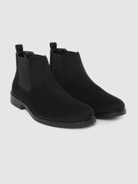

Roadster Men Black Solid Mid-Top Chelsea Boots