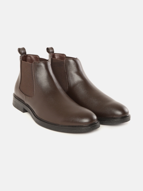 

Roadster Men Coffee Brown Solid Mid-Top Chelsea Boots