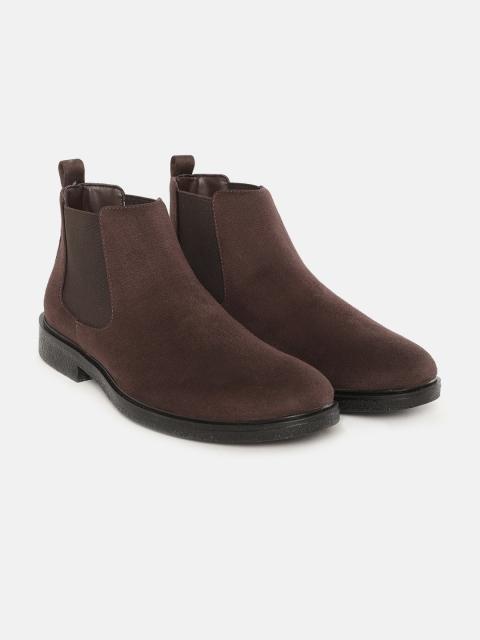 

Roadster Men Coffee Brown Suede Finish Solid Mid-Top Chelsea Boots