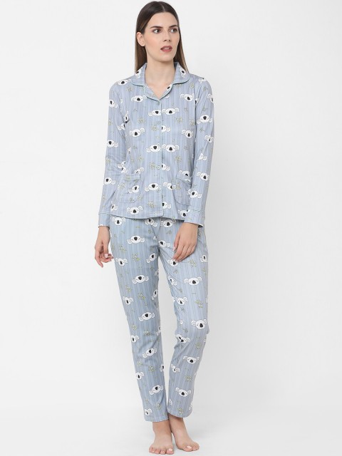 

Sweet Dreams Women Grey & White Printed Night suit
