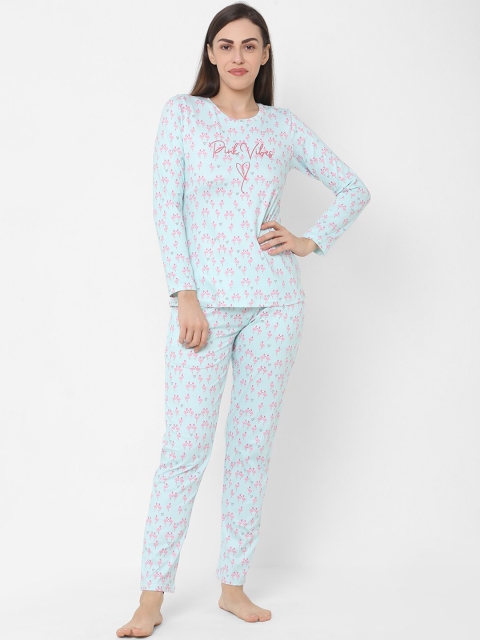 

Sweet Dreams Women Blue & Pink Printed Night Suit