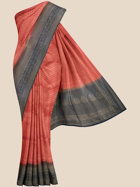 

KLM Fashion Mall Pink & Grey Woven Design Silk Blend Banarasi Saree