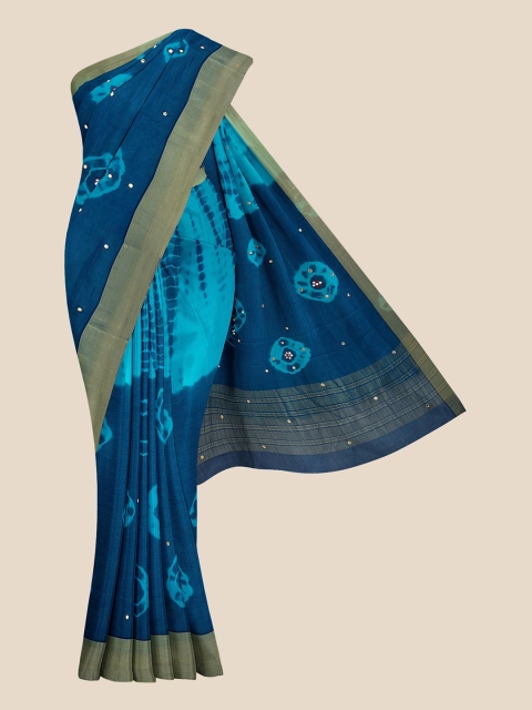 

KLM Fashion Mall Blue & Brown Banarasi Saree