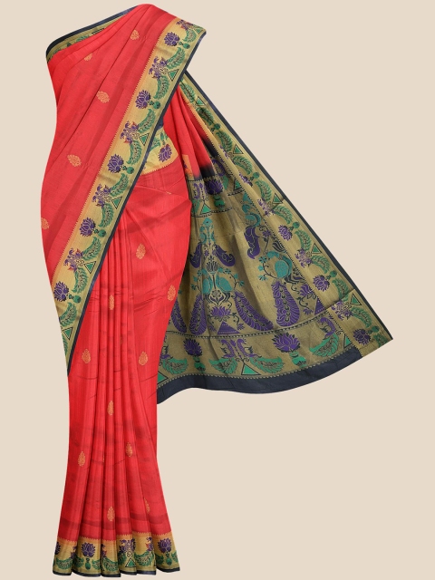 

KLM Fashion Mall Pink & Beige Ethnic Motifs Silk Blend Banarasi Saree