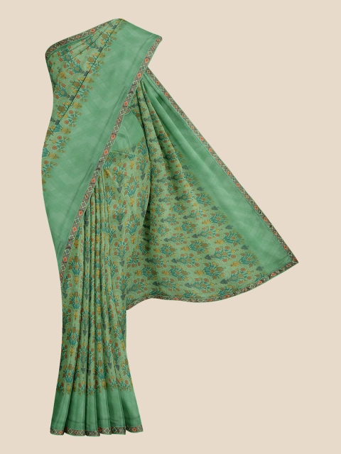 

KLM Fashion Mall Green & Yellow Floral Saree