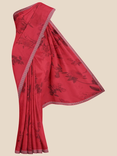 

KLM Fashion Mall Red & Pink Floral Patchwork Saree