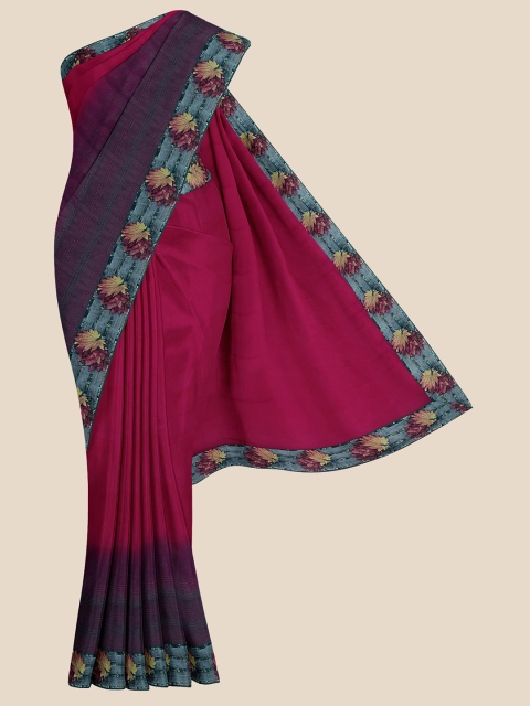 

KLM Fashion Mall Pink & Purple Poly Georgette Saree