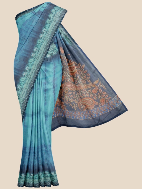 

KLM Fashion Mall Blue & Rust Printed Zari Banarasi Saree