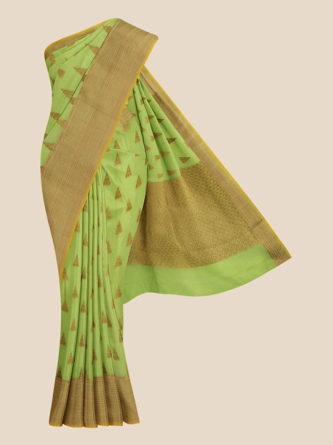 

KLM Fashion Mall Green & Brown Woven Design Pure Silk Banarasi Saree
