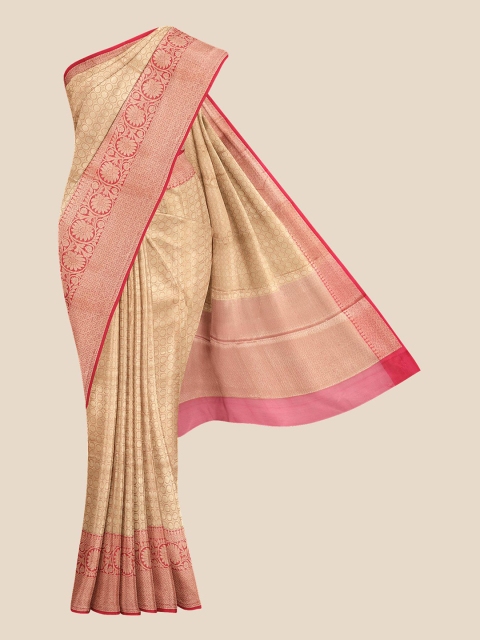 

KLM Fashion Mall Orange Woven Design Zari Silk Blend Banarasi Saree