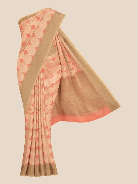 

KLM Fashion Mall Pink & Gold-Toned Woven Design Zari Silk Blend Banarasi Saree